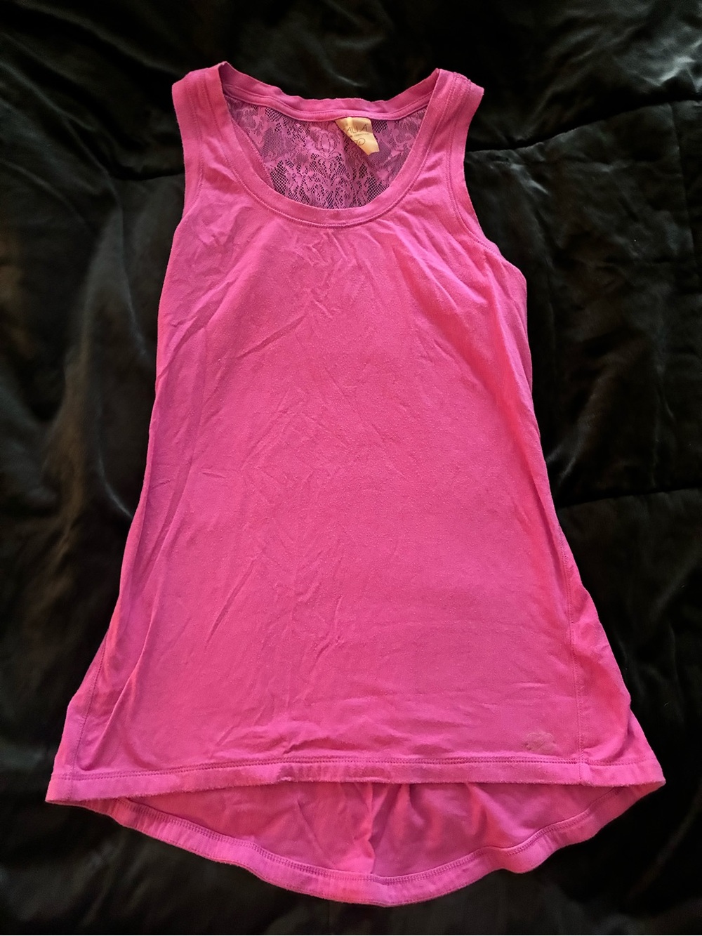 CALIA by Carrie Underwood Hot Pink Lace-Back Scoop Tank